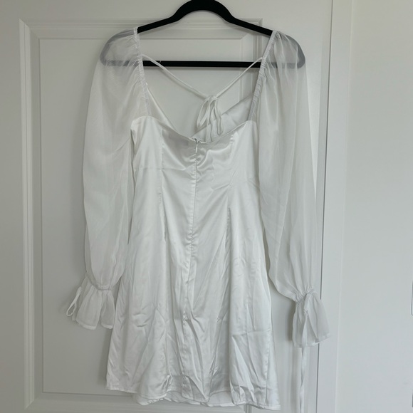 White Satin Engagement Party Dress - Picture 5 of 10